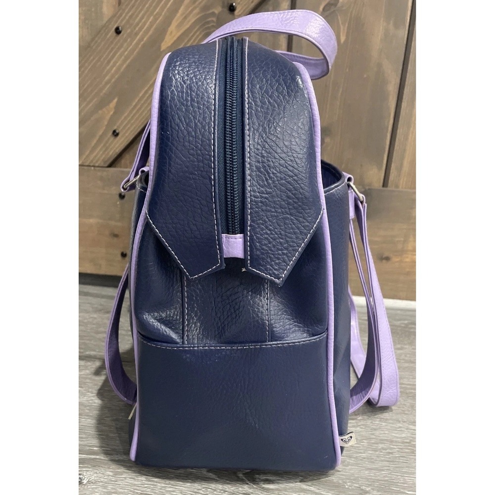 Vintage Roxy Travel Bag Luggage‎ Purple Leather Tote Hawaiian PVC Surf 1990's - Picture 3 of 15